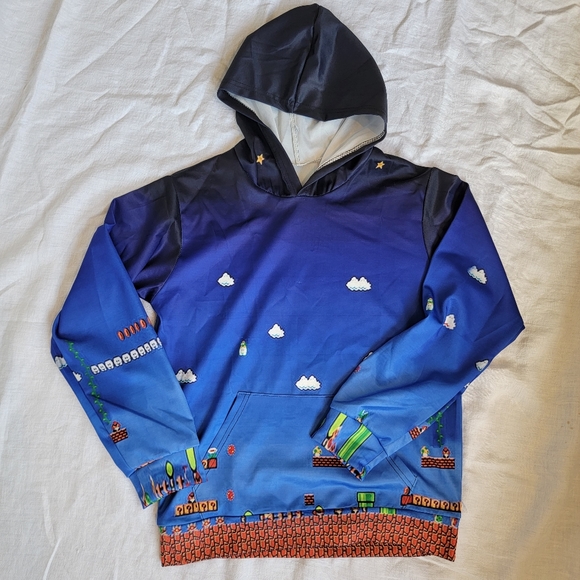 Mario Brothers Video Game Scene Graphic Hoodie - Picture 1 of 4